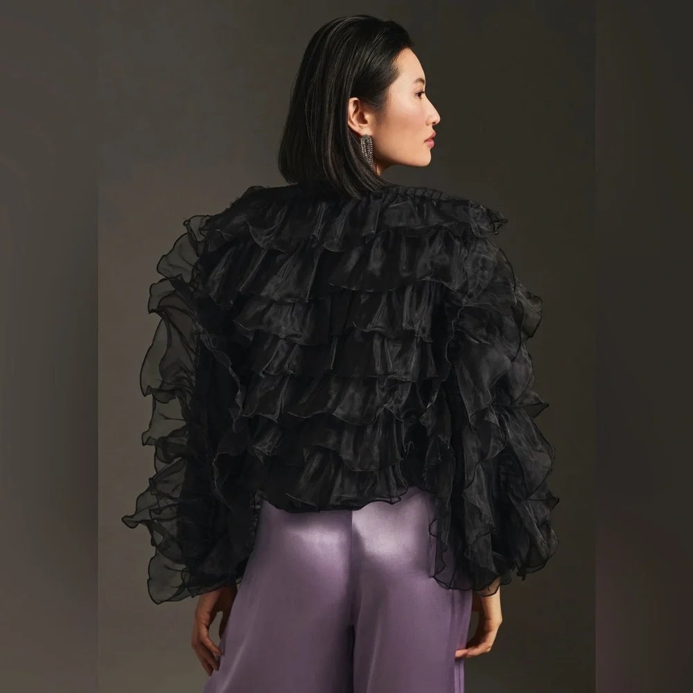 EVA FRANCO RUFFLED ORGANZA BOMBER JACKET - size US 2 - Picture 1 of 3
